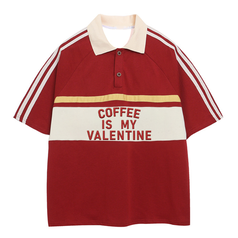 Modecanvas Coffee Is My Valentine Polo Embroidered T-Shirt