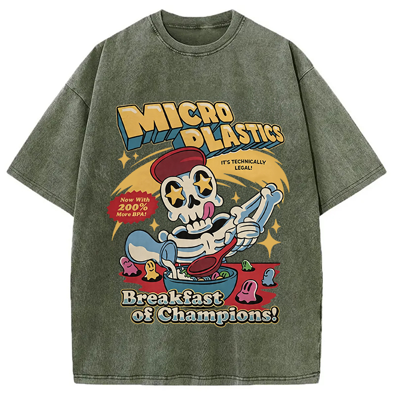 Modecanvas Microplastics Skeleton Meme DTG Printing Washed T-Shirt