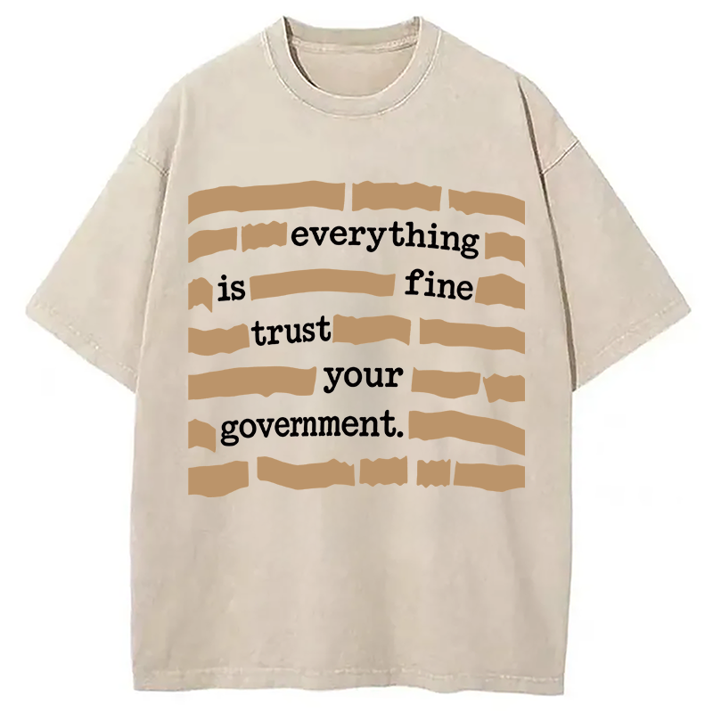 Modecanvas Everything is Fine Meme Washed T-Shirt-modecanvas