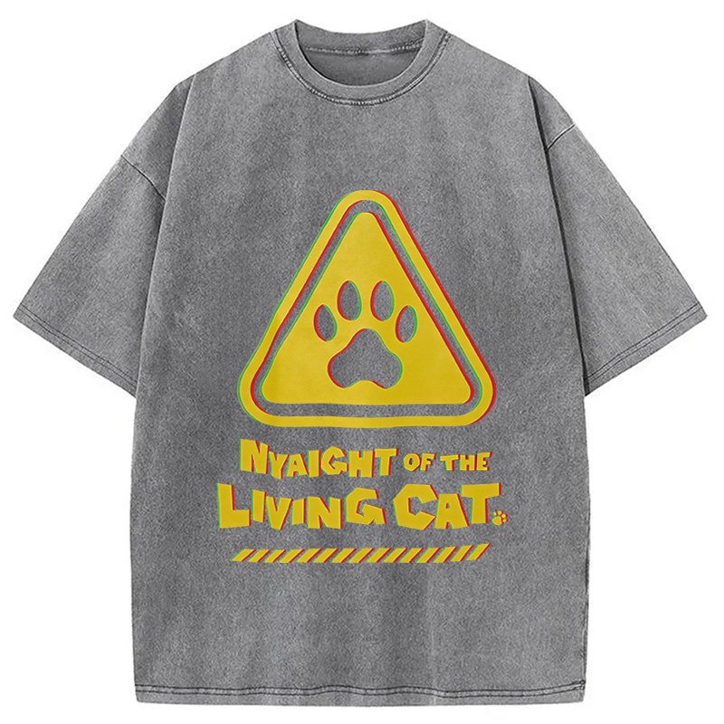 Modecanvas Cat Warning DTG Printing Washed T-Shirt