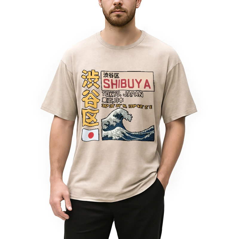 Modecanvas Shibuya Tokyo Japan Acid Washed T-Shirt