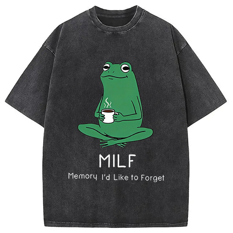 Modecanvas MILF Funny DTG Printing Washed T-Shirt-modecanvas