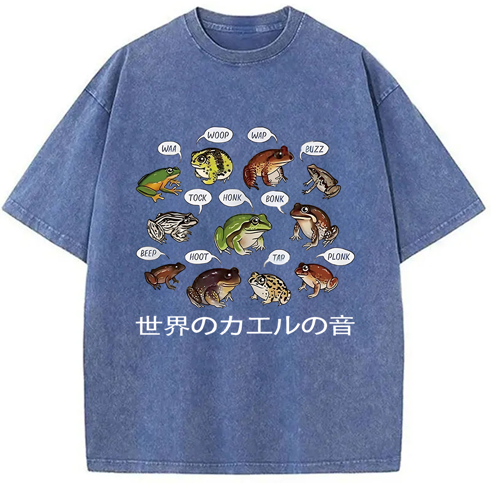 Modecanvas Frog Sounds From Around The World Washed T-Shirt