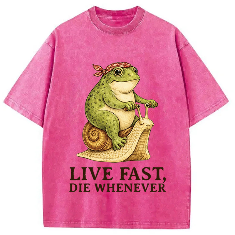 Modecanvas Live Fast Die Whenever DTG Printing Washed T-Shirt
