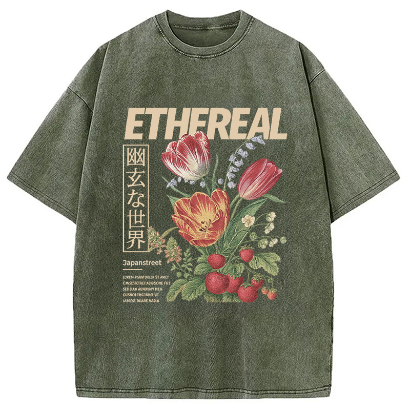 Modecanvas Japanese Flower Washed T-Shirt