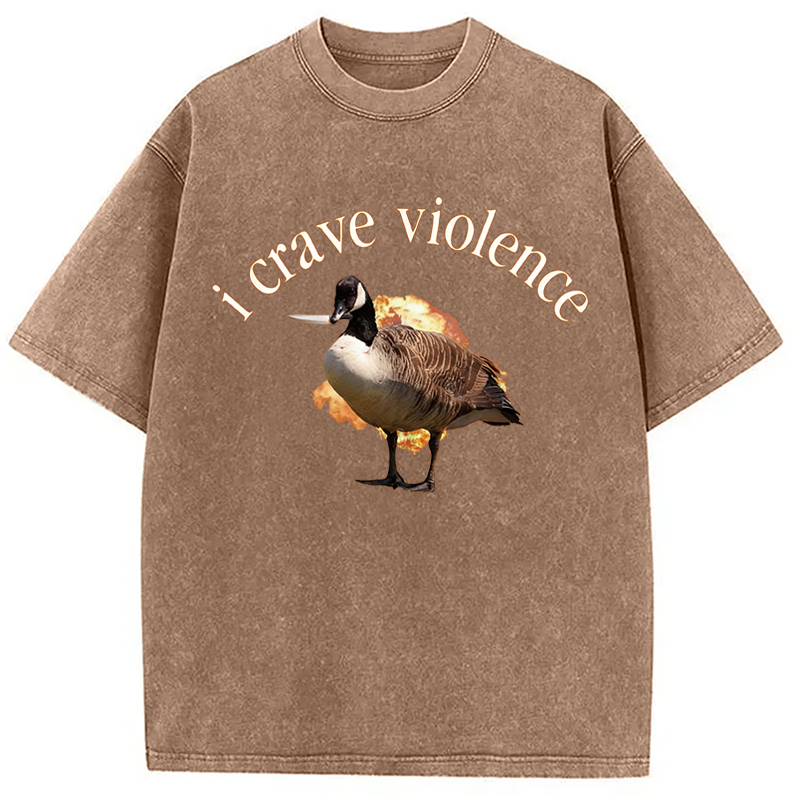 Modecanvas I Crave Violence DTG Printing Washed T-Shirt