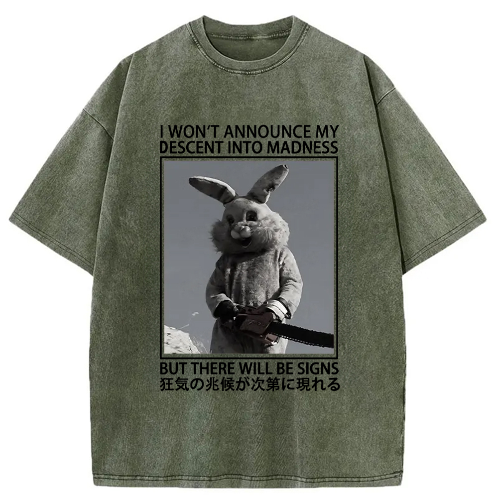 Modecanvas Rabbit Goes Into Madness Washed T-Shirt-modecanvas