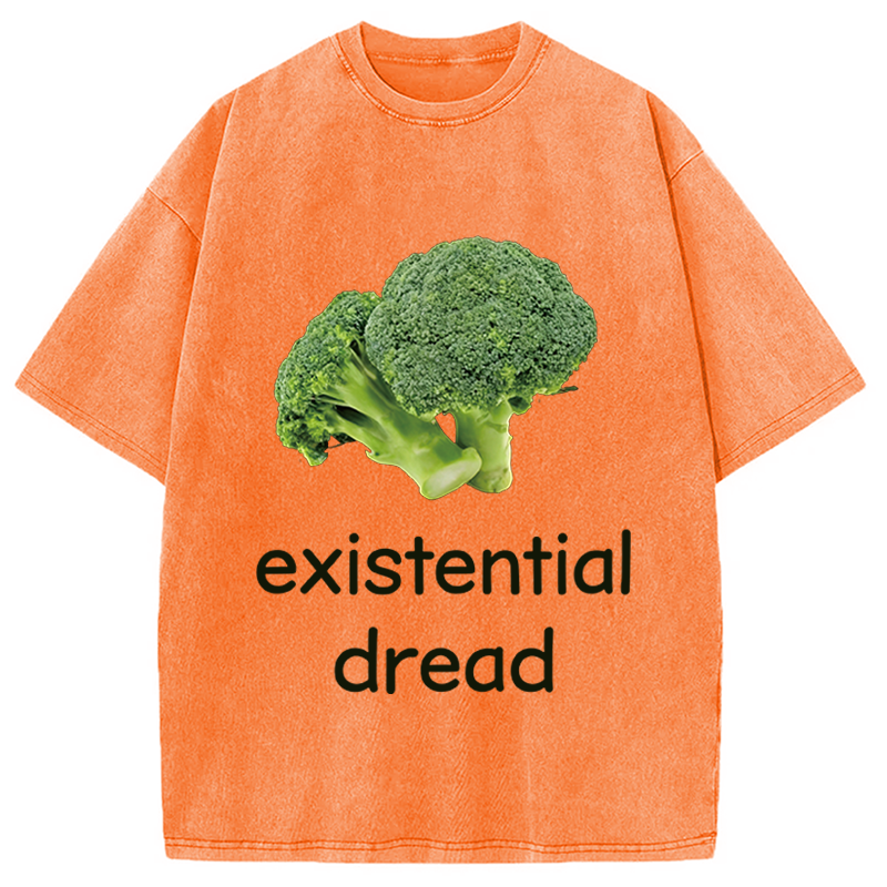 Modecanvas Existential Dread Broccoli DTG Printing Washed T-Shirt