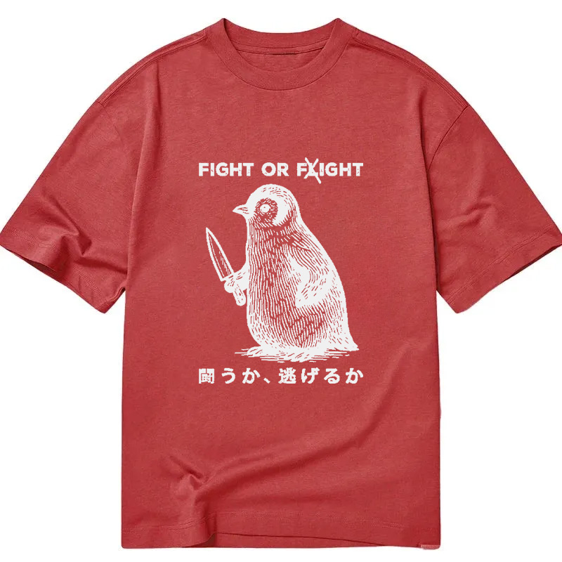Modecanvas Funny Fight Or Flight DTG Printing Classic T-Shirt-modecanvas