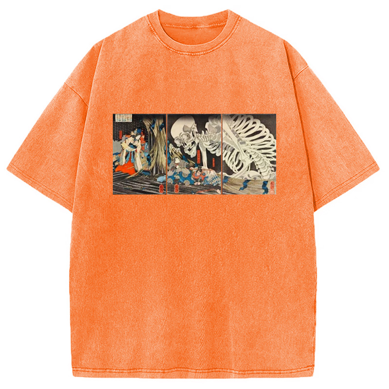 Modecanvas The Witch And The Skeleton Washed T-Shirt