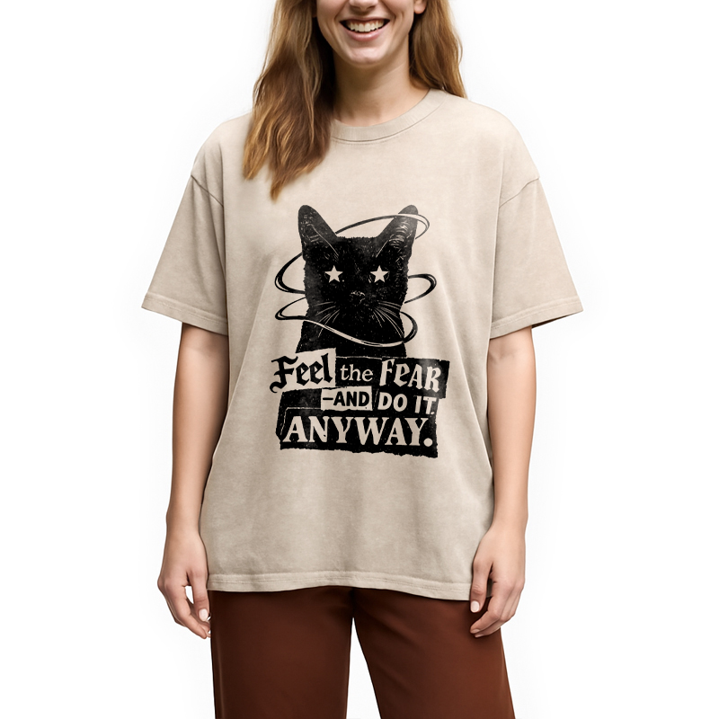 Modecanvas Defiant Whisker Existential Smoke DTG Printing Washed T-Shirt