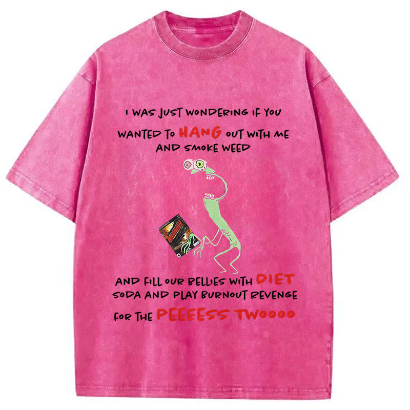 Modecanvas Mr. Landlord Smiling Friends I Was Just Wondering DTG Printing Washed T-Shirt