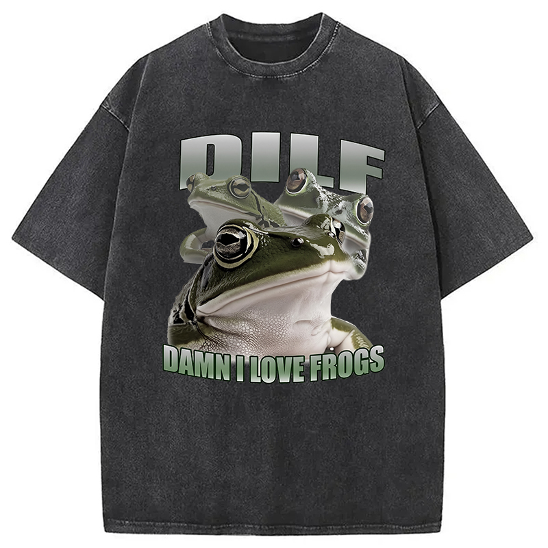 Modecanvas Damn I Love Frogs Washed T-Shirt