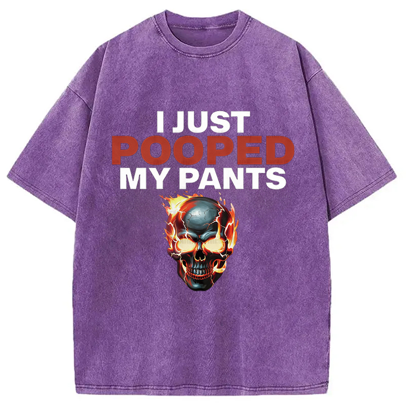 Modecanvas Funny I Just Pooped My Pants DTG Printing Washed T-Shirt