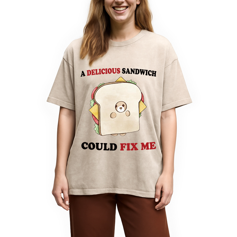 Modecanvas Delicious Sandwich Could Fix Me DTG Printing Washed T-Shirt