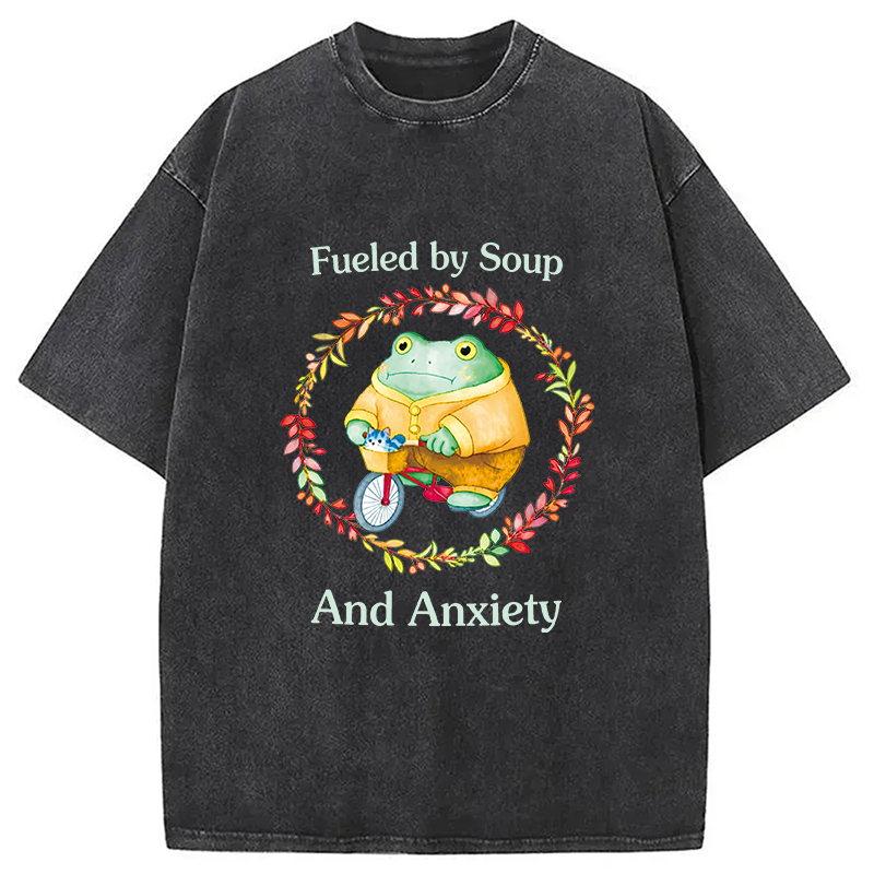 Modecanvas Soup And Anxiety DTG Printing Washed T-Shirt