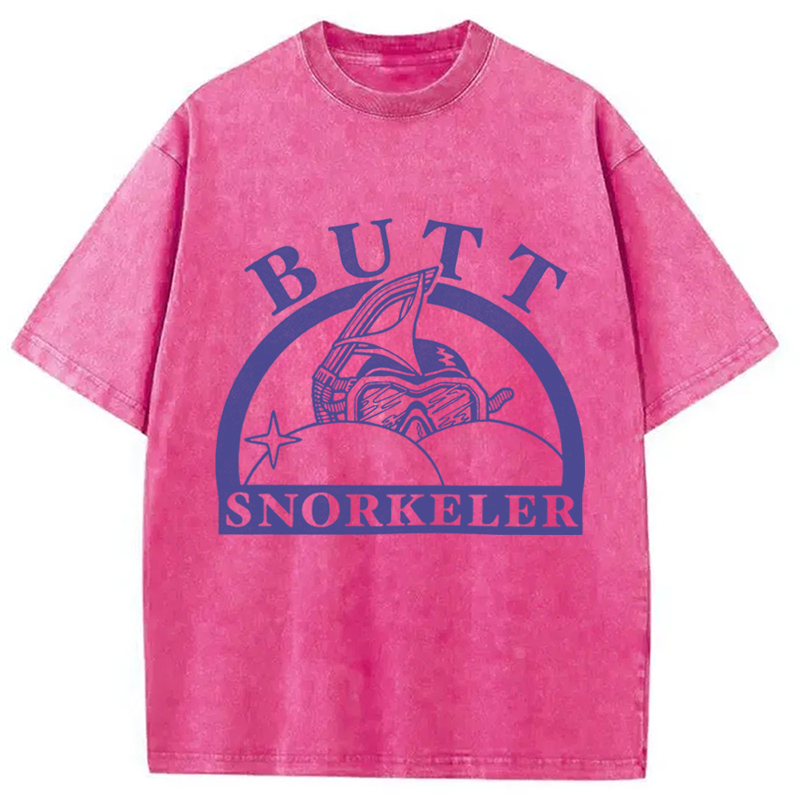 Modecanvas Butt Snorkeler Funny Diving Meme DTG Printing Washed T-Shirt