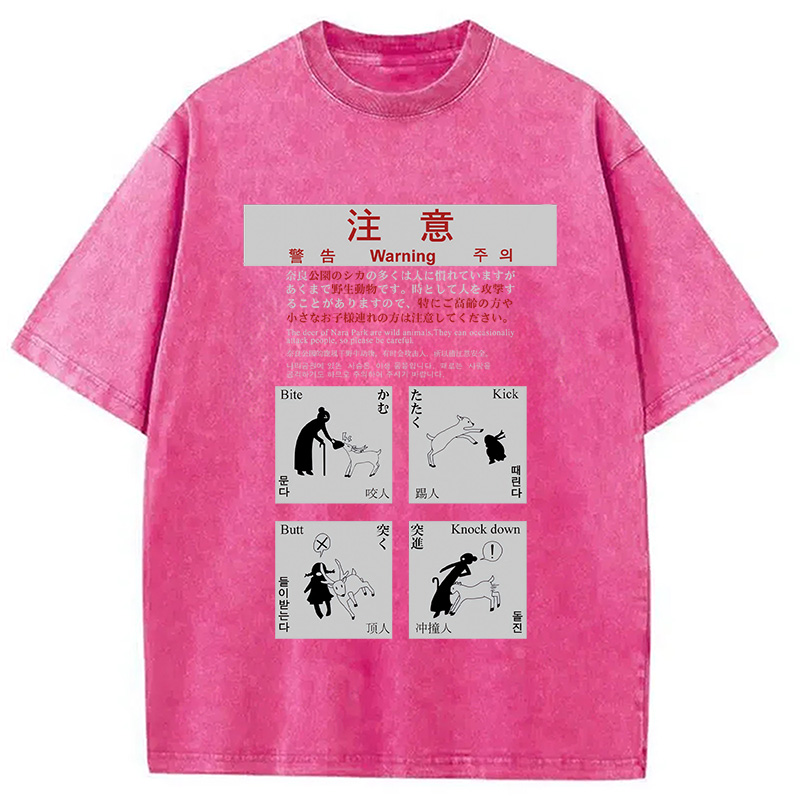 Modecanvas Beware of the Hungry Deer Washed T-Shirt