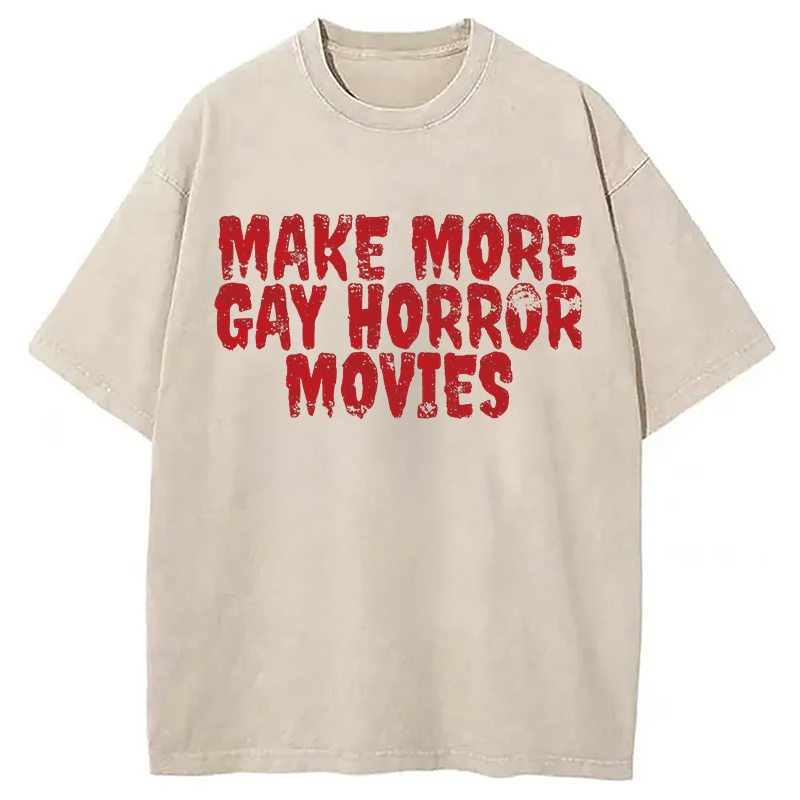 Modecanvas Queer Horror Movie DTG Printing Washed T-Shirt-modecanvas