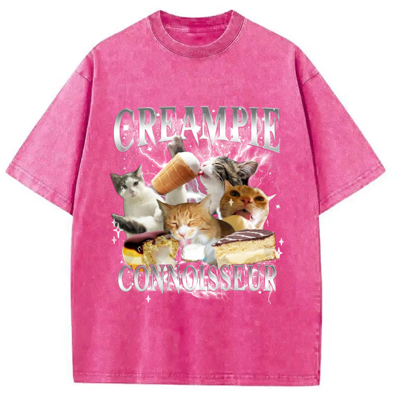 Modecanvas Creampie Connoisseur Meme Washed T-Shirt-modecanvas