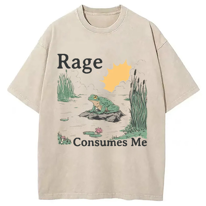Modecanvas Rage Consumes Me Frog Pond Washed T-Shirt-modecanvas