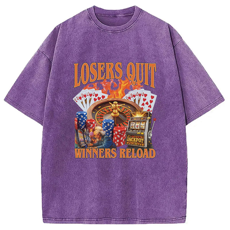 Modecanvas Funny Gambling Washed T-Shirt