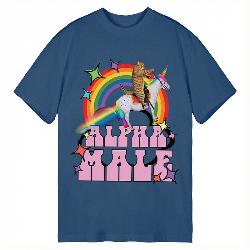 Modecanvas Alpha Male Funny Cat Meme DTG Printing Classic T-Shirt-modecanvas