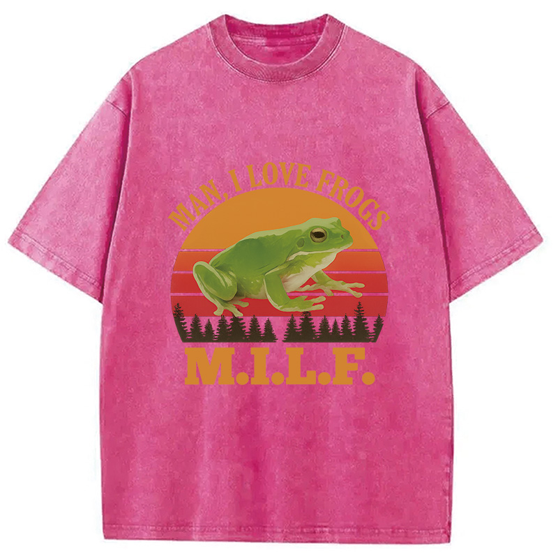 Modecanvas M.I.L.F. Vintage Frog Washed T-Shirt