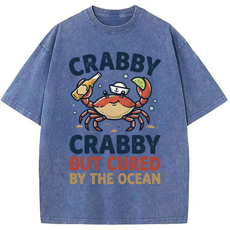 Modecanvas Crabby But Cured By The Ocean DTG Printing Washed T-Shirt