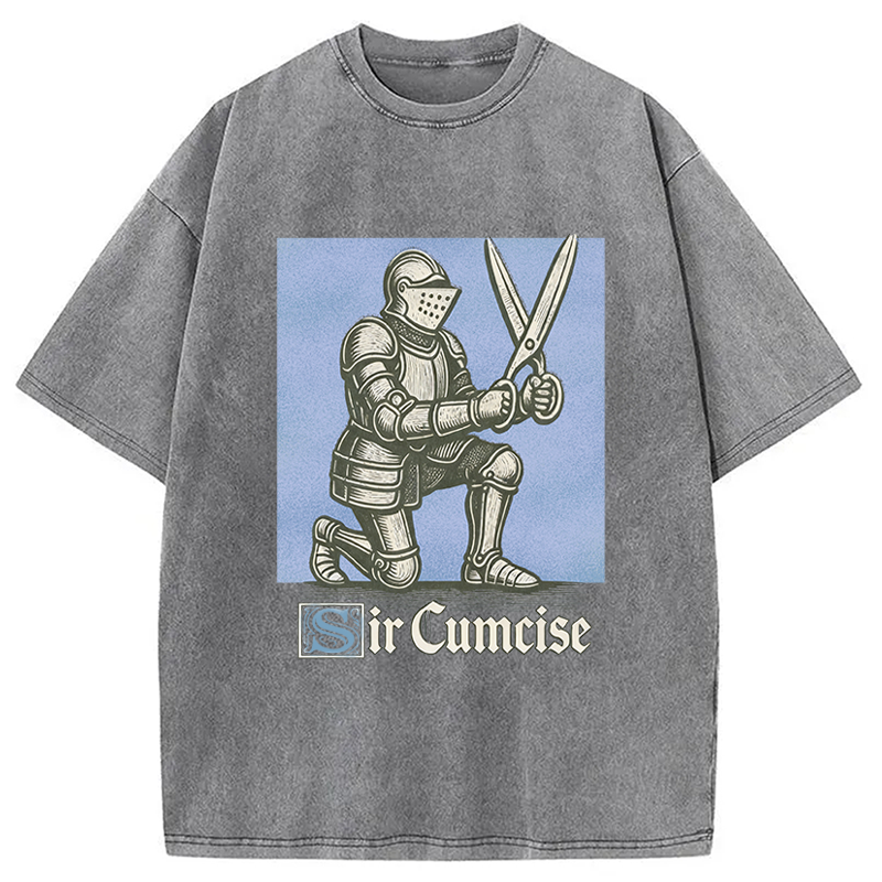 Modecanvas Funny Knight Meme DTG Printing Washed T-Shirt