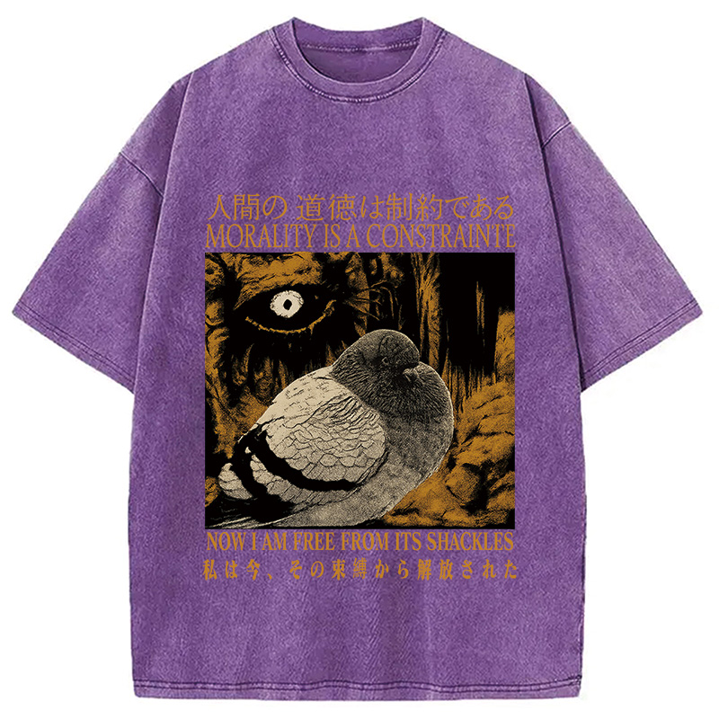Modecanvas Morality is a Constraint Funny Pigeon Washed T-Shirt