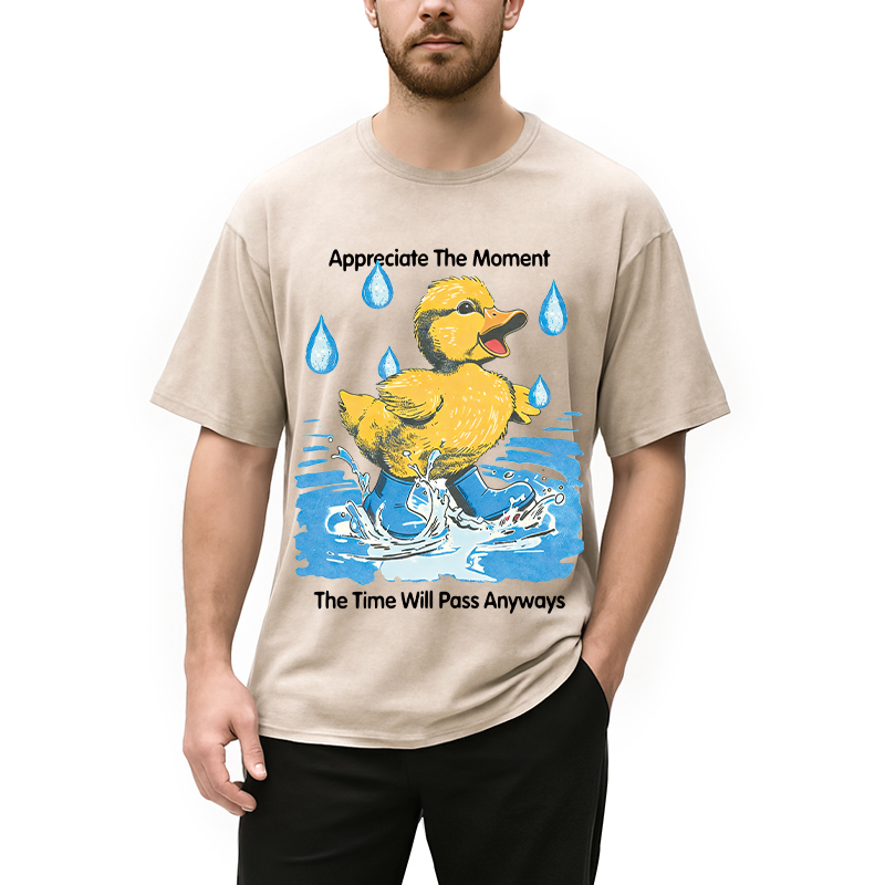 Modecanvas Appreciate The Moment DTG Printing Washed T-Shirt