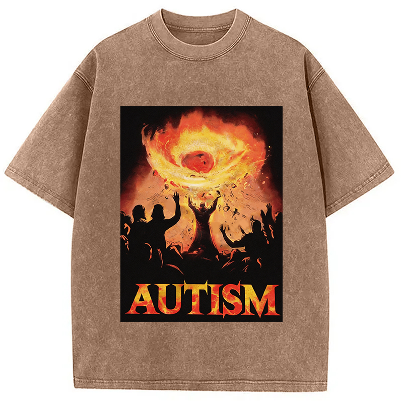 Modecanvas Autistic Funny Edgy Meme DTG Printing Washed T-Shirt