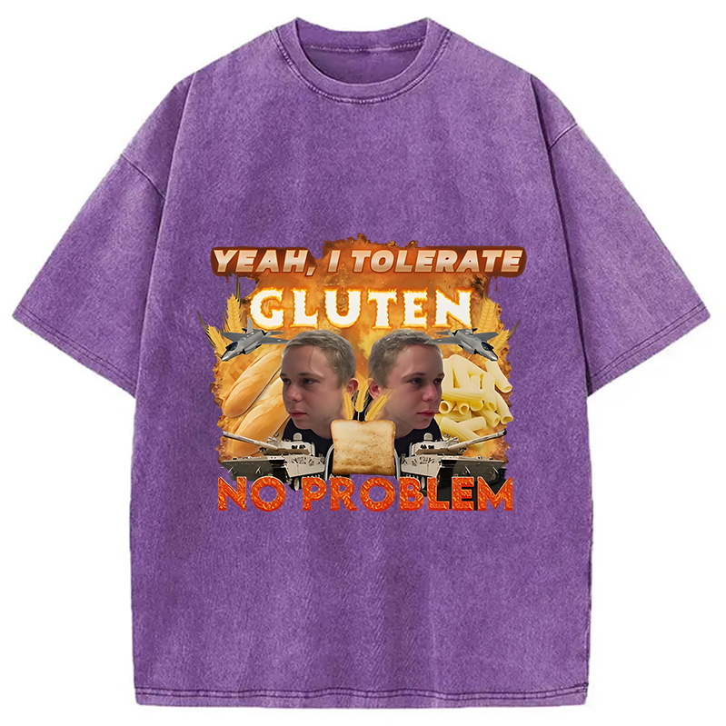 Modecanvas I Tolerate Gluten Meme Washed T-Shirt