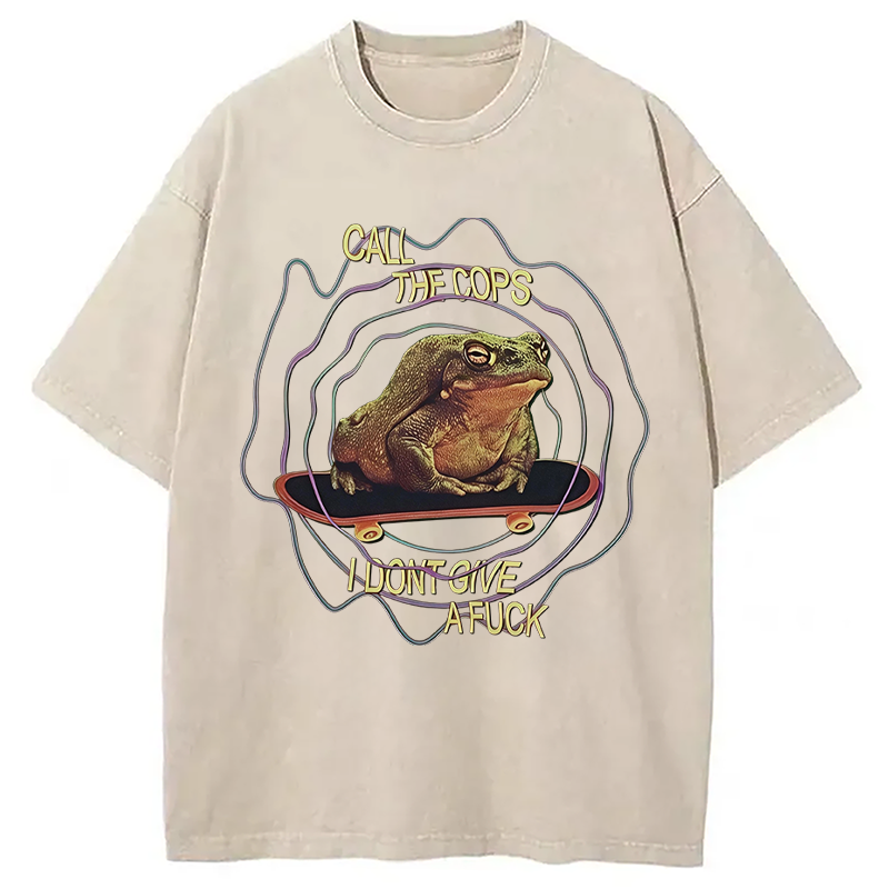 Modecanvas Call The Copes IDGAF DTG Printing Washed T-Shirt