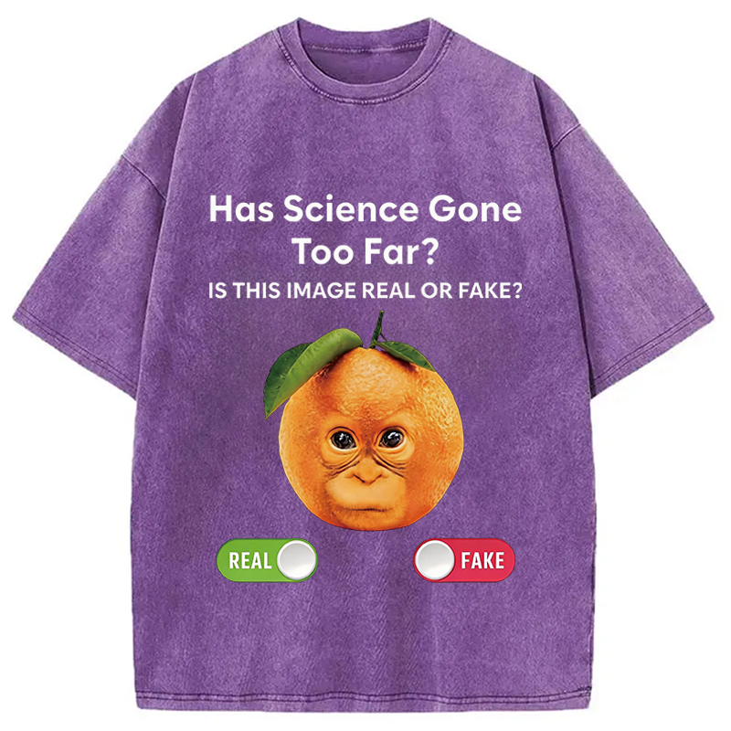 Modecanvas Has Science Gone Too Far Orange Monkey DTG Printing Washed T-Shirt