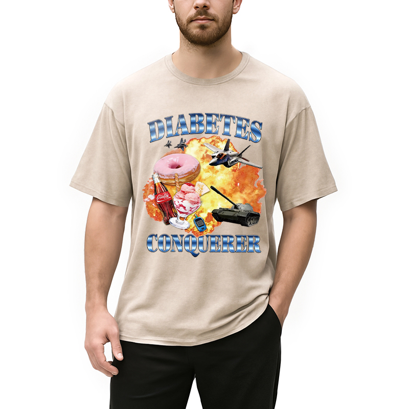 Modecanvas Diabetes Conqueror DTG Printing Washed T-Shirt