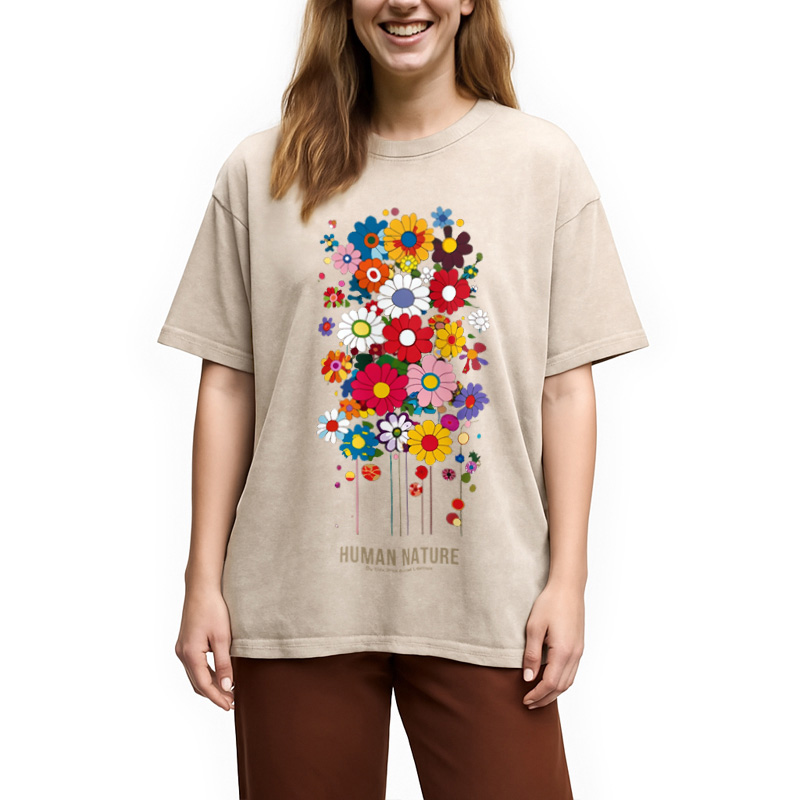 Modecanvas Flower Human Nature Washed T-Shirt