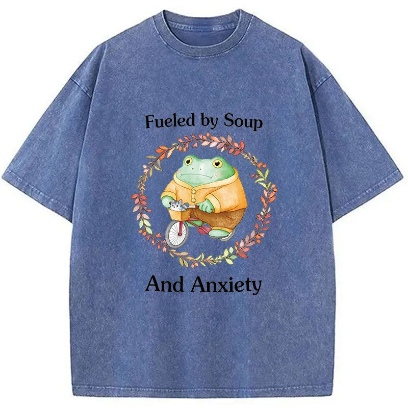 Modecanvas Soup And Anxiety DTG Printing Washed T-Shirt