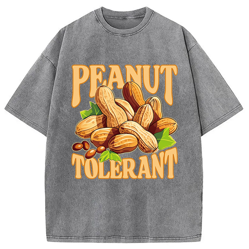 Modecanvas Peanut Tolerant Funny DTG Printing Washed T-Shirt