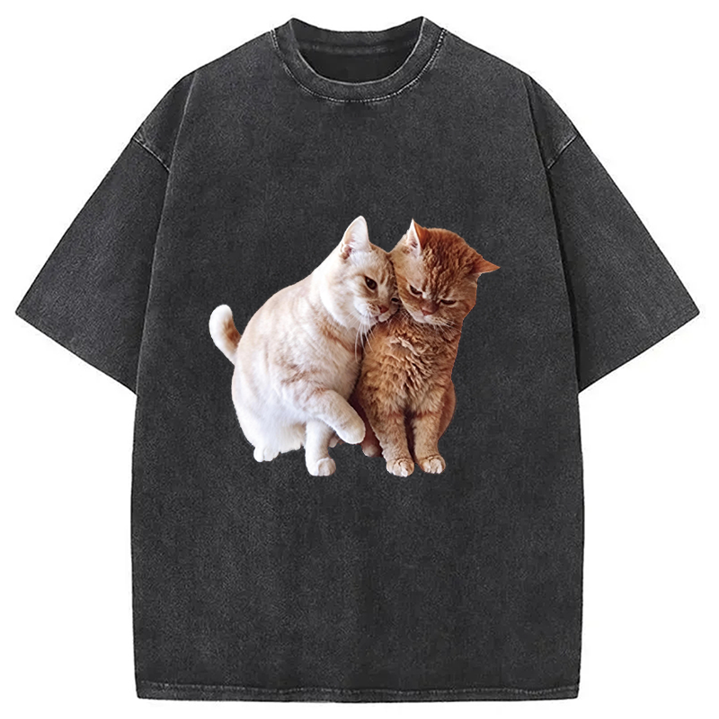 Modecanvas Gentle Cats DTG Printing Washed T-Shirt