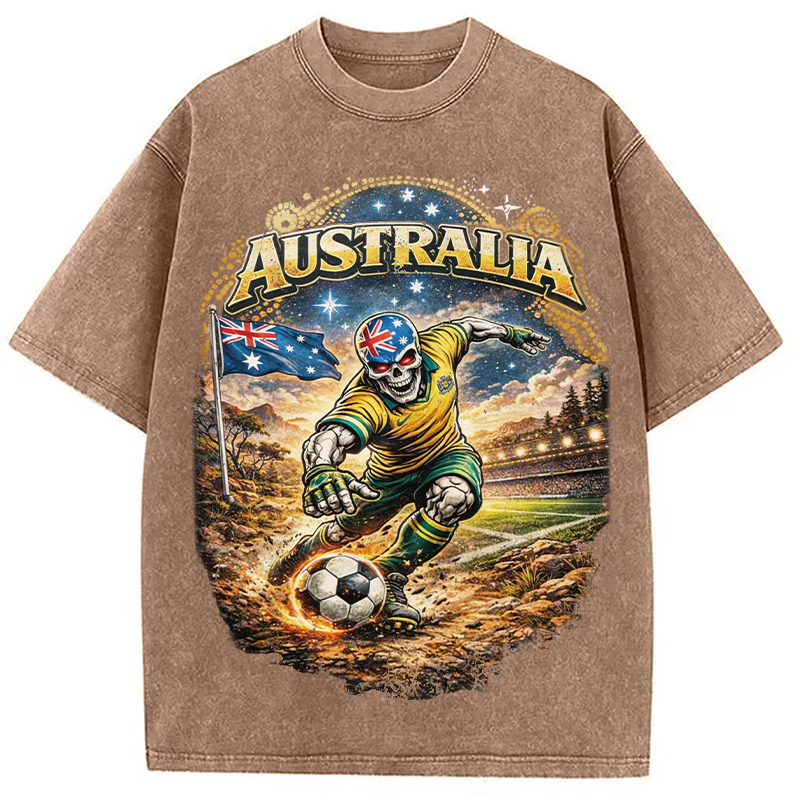 Modecanvas Australia Soccer DTG Printing Washed T-Shirt