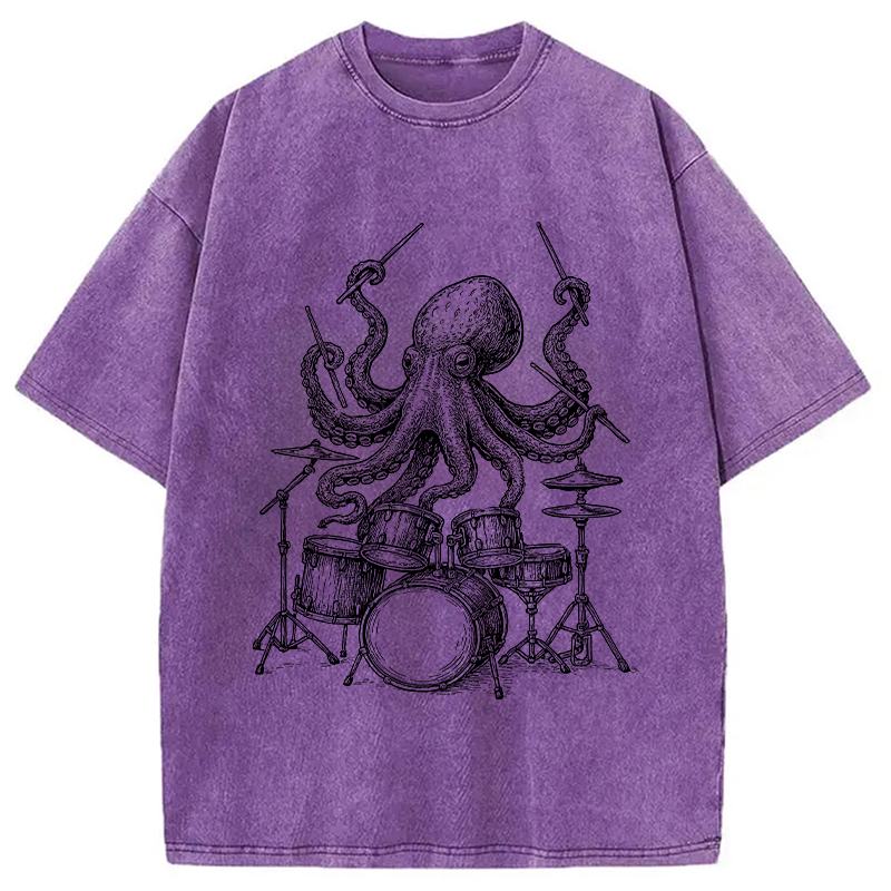Modecanvas Octopus Drummer Washed T-Shirt