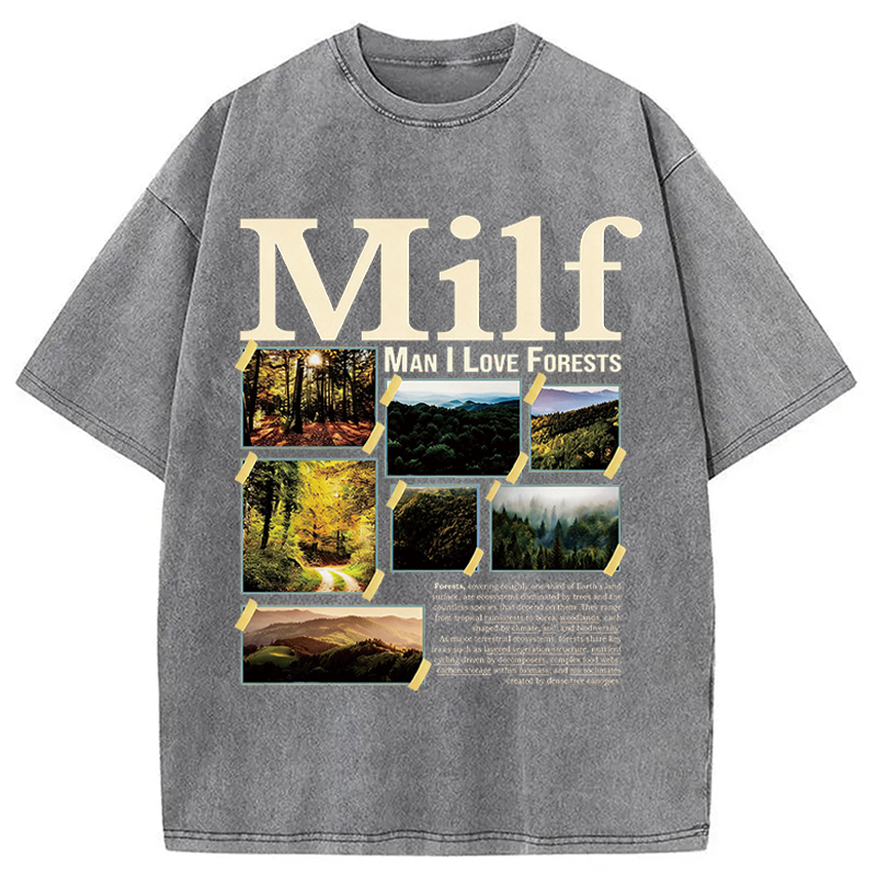 Modecanvas Man I Love Forests DTG Printing Washed T-Shirt