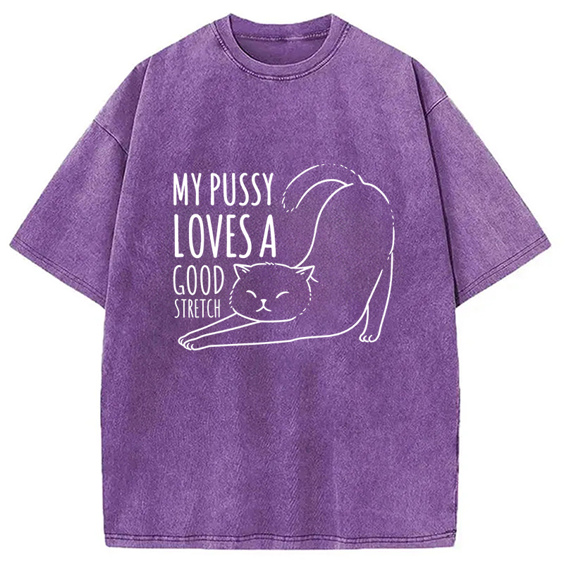 Modecanvas Funny Cat Washed T-Shirt