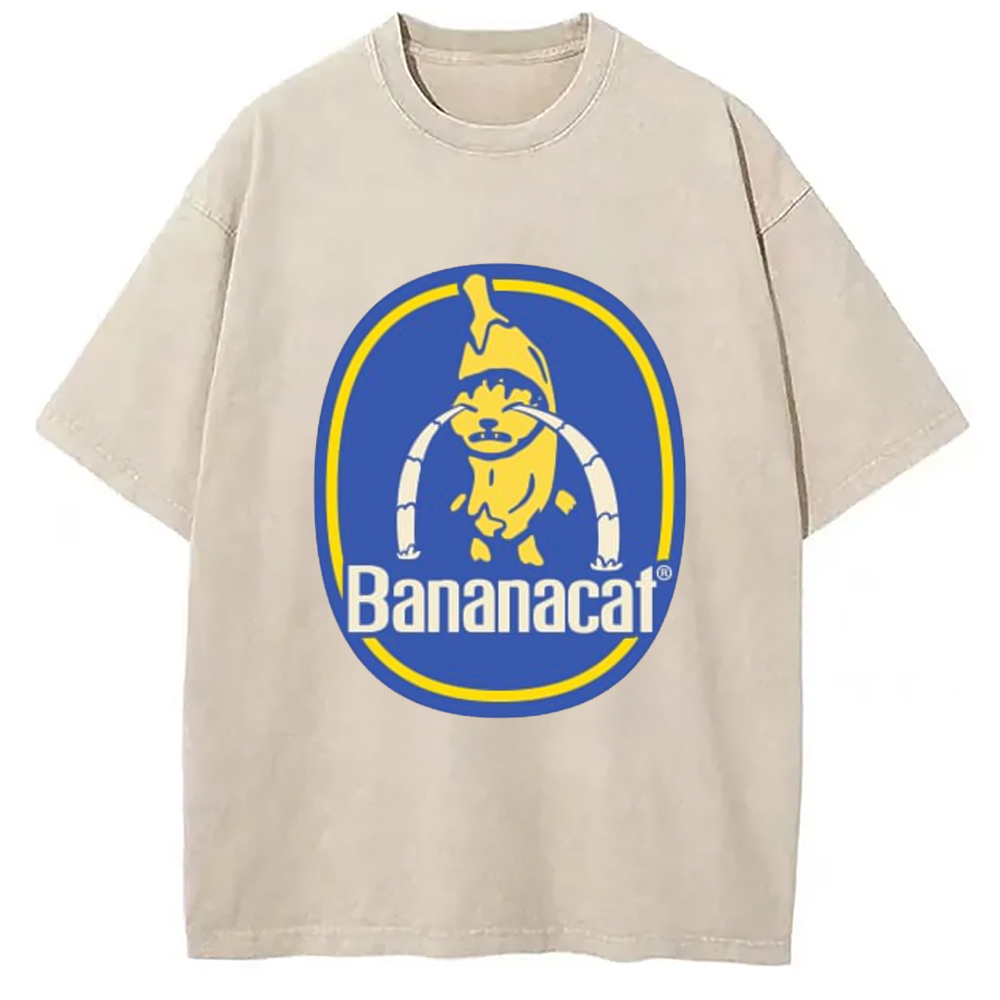 Modecanvas Sad Banana Cat Meme Washed T-Shirt