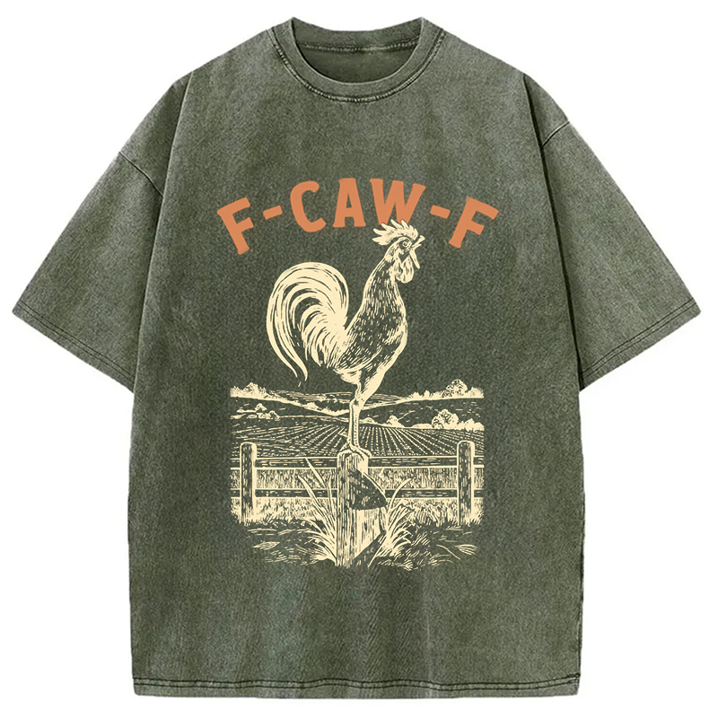 Modecanvas Funny Rooster Meme DTG Printing Washed T-Shirt