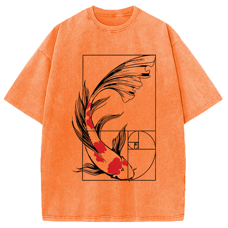 Modecanvas Golden Ratio Koi DTG Printing Washed T-Shirt