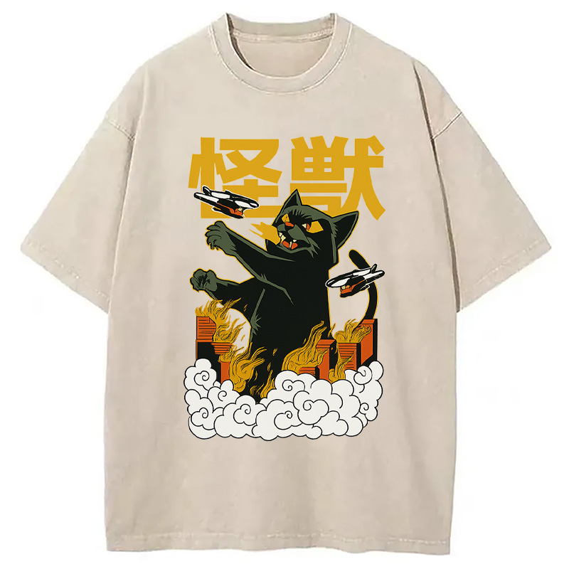 Modecanvas Cat Destroyer Japanese Washed T-Shirt