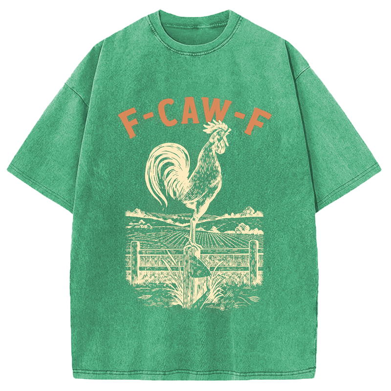Modecanvas Funny Rooster Meme DTG Printing Washed T-Shirt